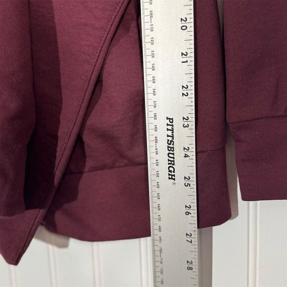 AllSaints Delia Sweat Cardigan Jacket Small Burgundy Waterfall Open Front Draped - Picture 8 of 9